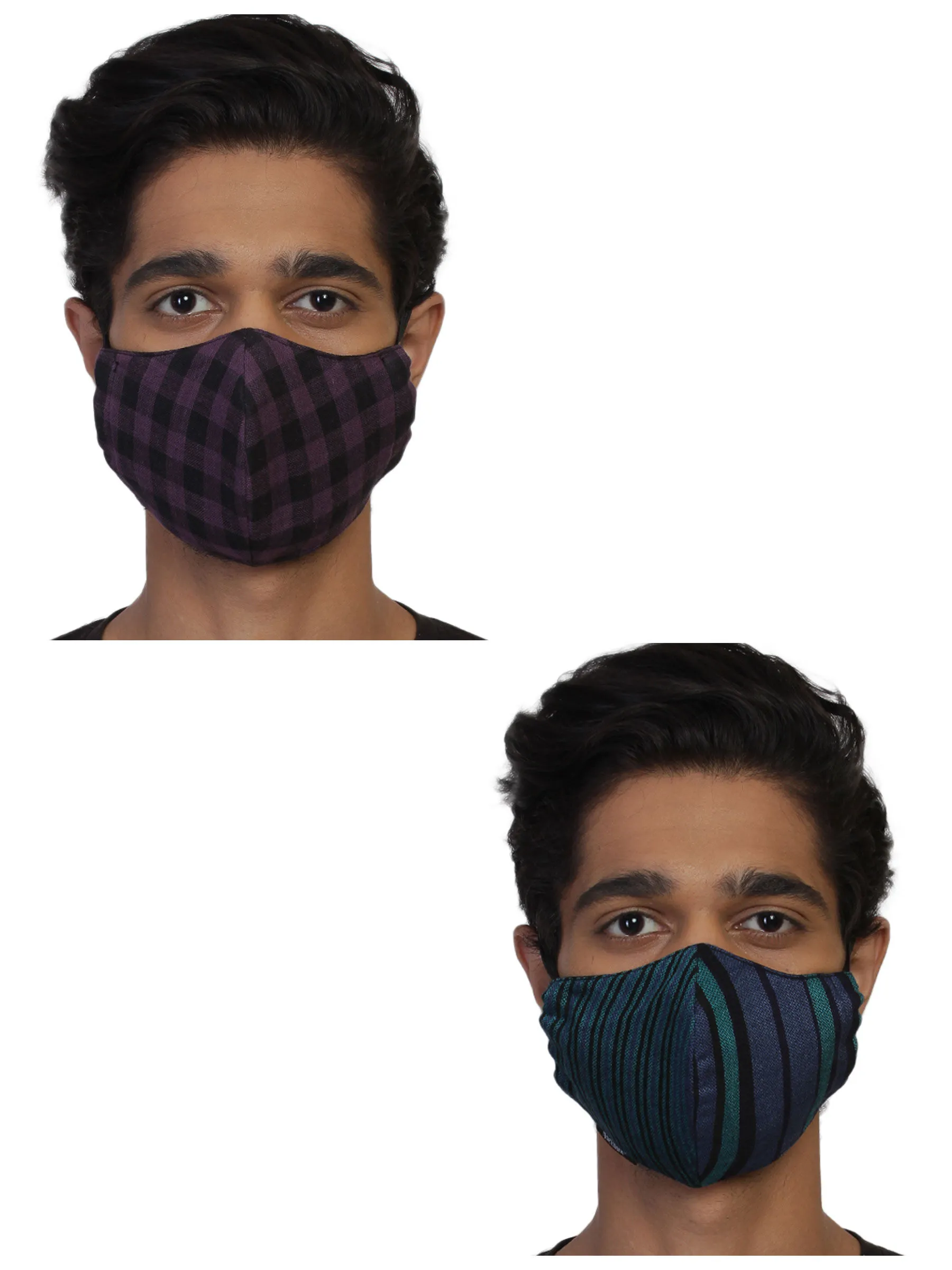 Anekaant Pack Of 2 Multicolor 3-Ply Reusable Woven Viscose Fabric Fashion Mask