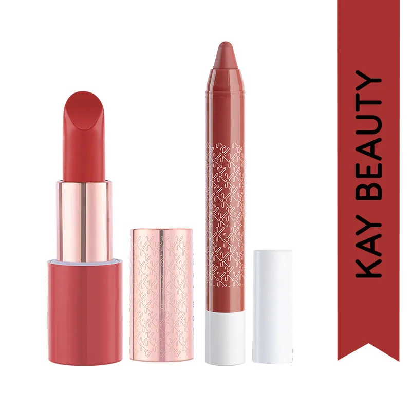 Kay Beauty Matte Lips Combo - Lip Crayon - Wee Hours & Matte Lipstick - Backstage