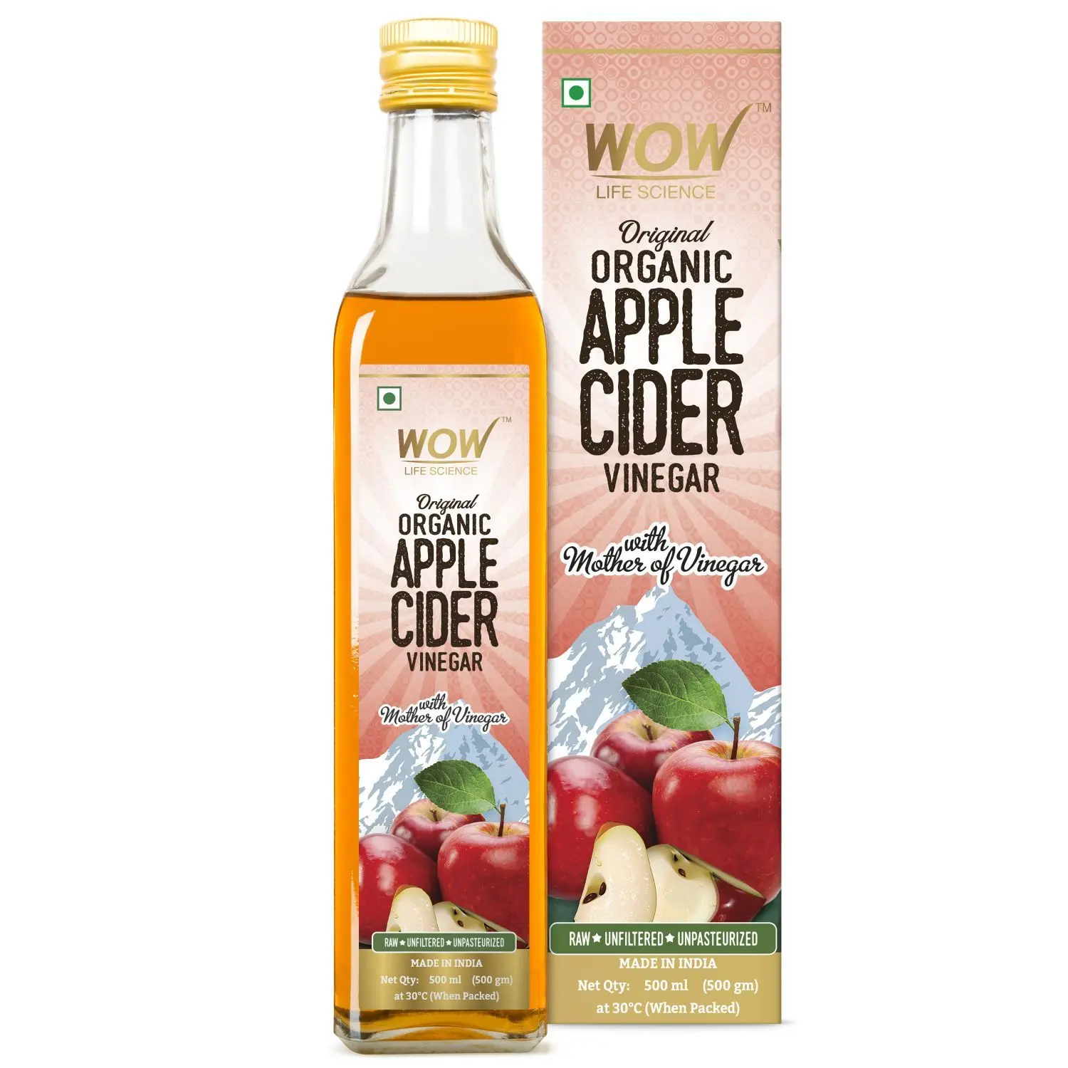 WOW Life Science Organic Apple Cider Vinegar (500 ml)