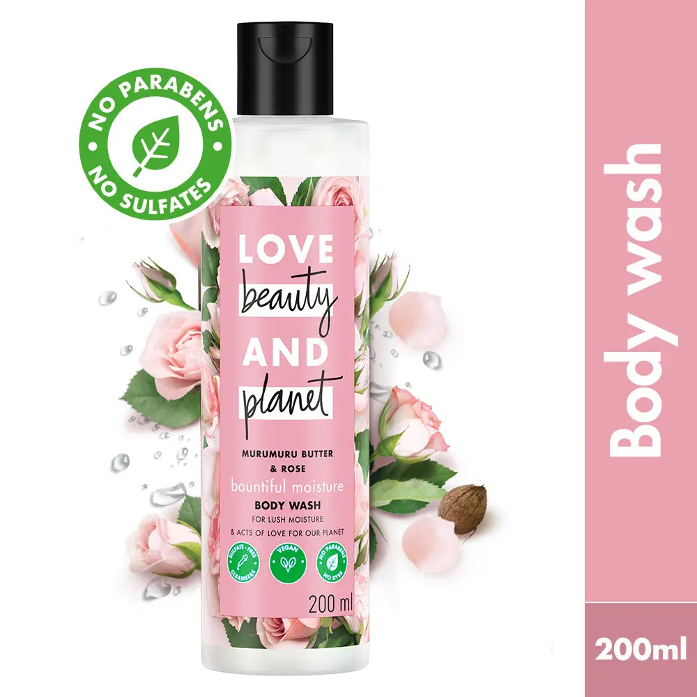 Love Beauty & Planet Natural Murumuru Butter and Rose Sulfate Free Body Wash, 200 ml