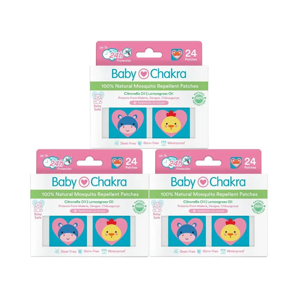 BabyChakra 100% Natural Mosquito Repellent Patches For Babies (24 Patches x 3)