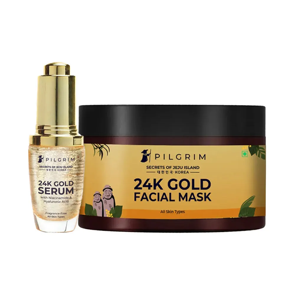 Pilgrim 24k Gold Facial Kit With Gold Mask And Serum Combo