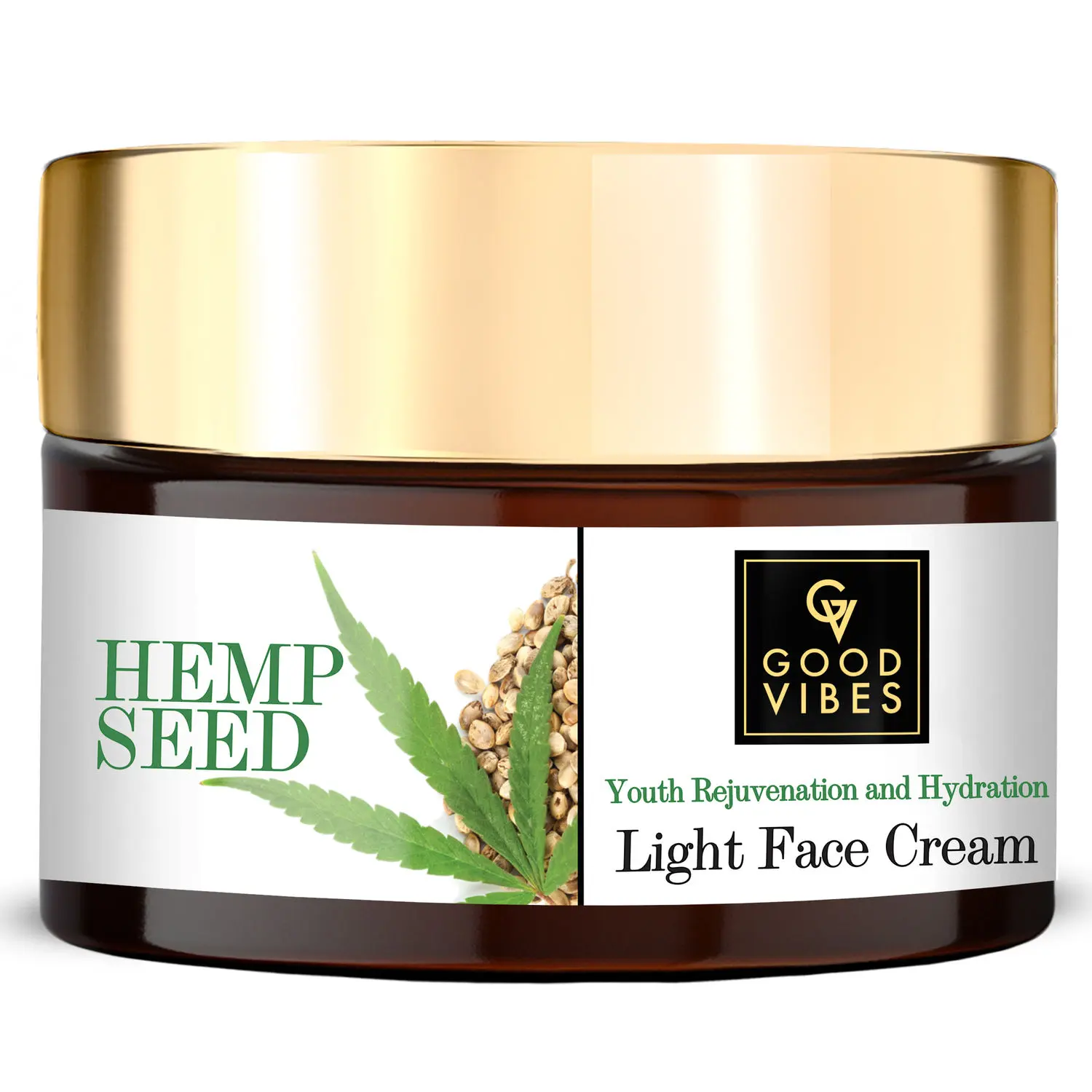 Good Vibes Hemp Seed Youth Rejuvenation & Hydration Light Face Cream | No Parabens, No Sulphates, No Mineral Oil, No Animal Testing (50 g)