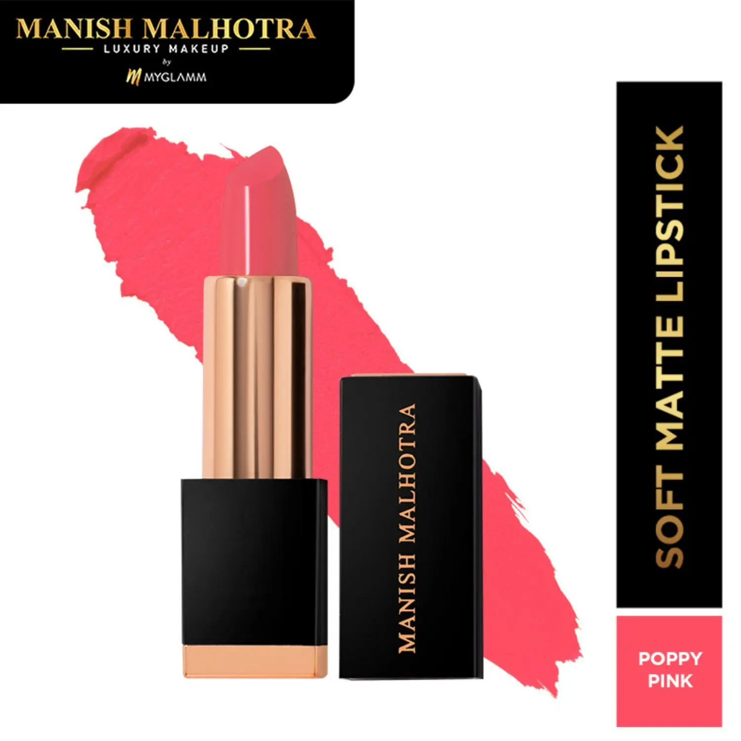 Manish Malhotra Beauty By MyGlamm Soft Matte Lipstick-Poppy Pink-4gm