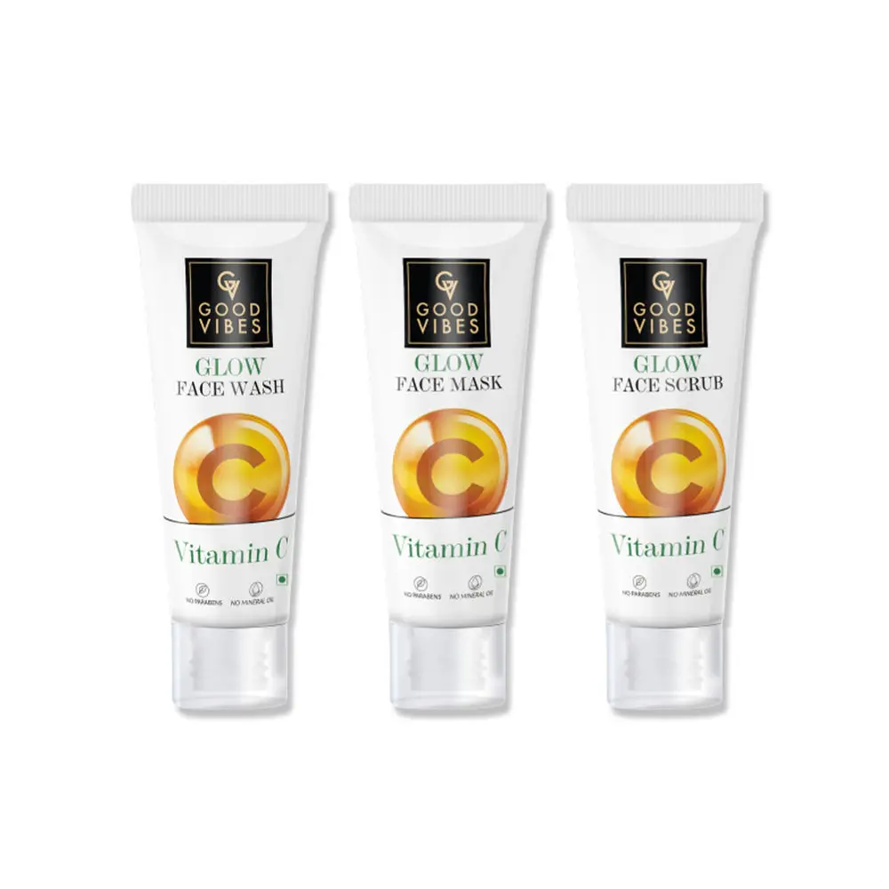 Good Vibes Vit C Combo | Face Wash, Face Mask, Face Scrub (10gm*3)