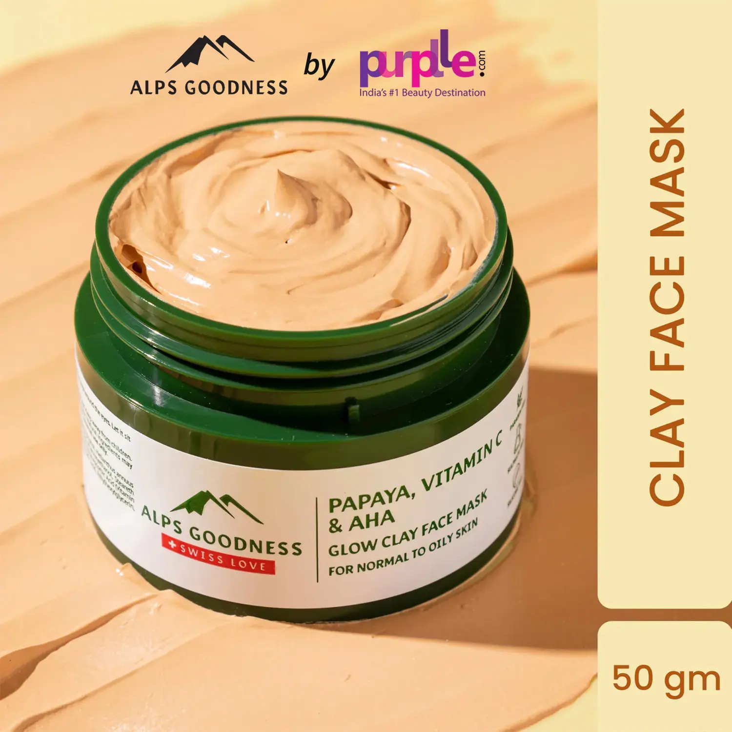 Alps Goodness Papaya , Vitamin C & AHA Glow Clay Face Mask for normal to Oily Skin ( 50g )