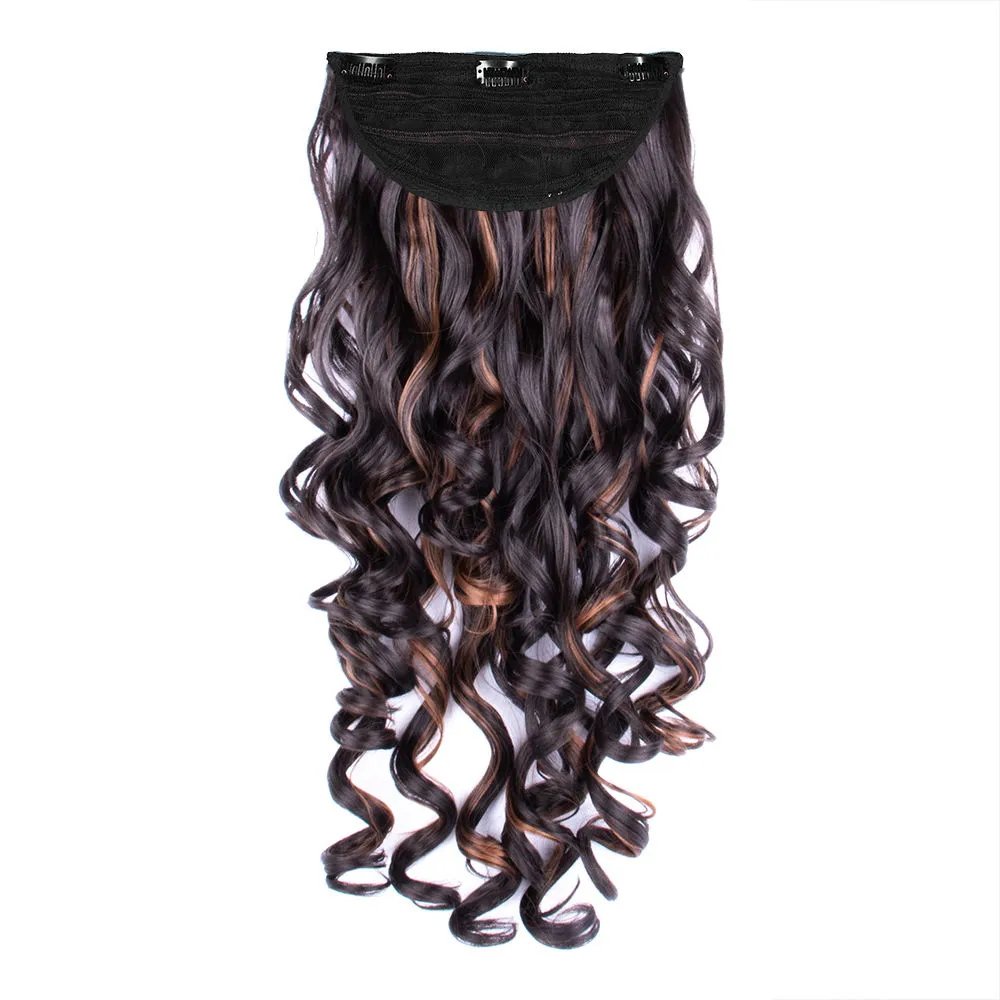 Streak Street Clip-In 24 Step Curl Dark Brown Hair Extensions With Copper Highlights