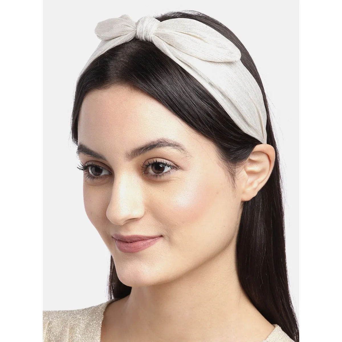 Blueberry Gold Lurex Bunny Knot Hairband