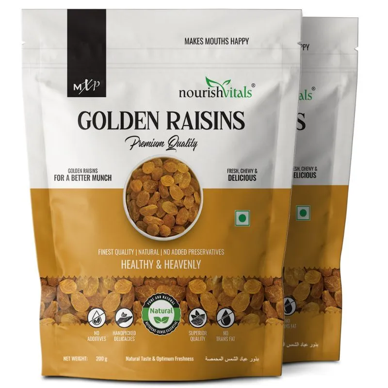 NourishVitals Golden Raisins Premium Quality, Finest Quality, Healthy & Heavenly