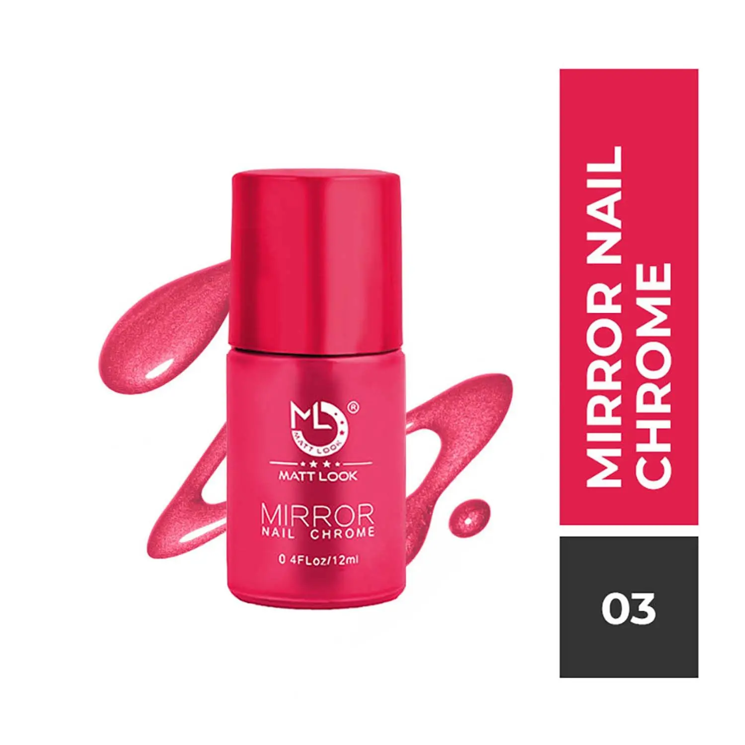 Matt look Shine Like Mirror Nail Chrome, Red-B (12ml)