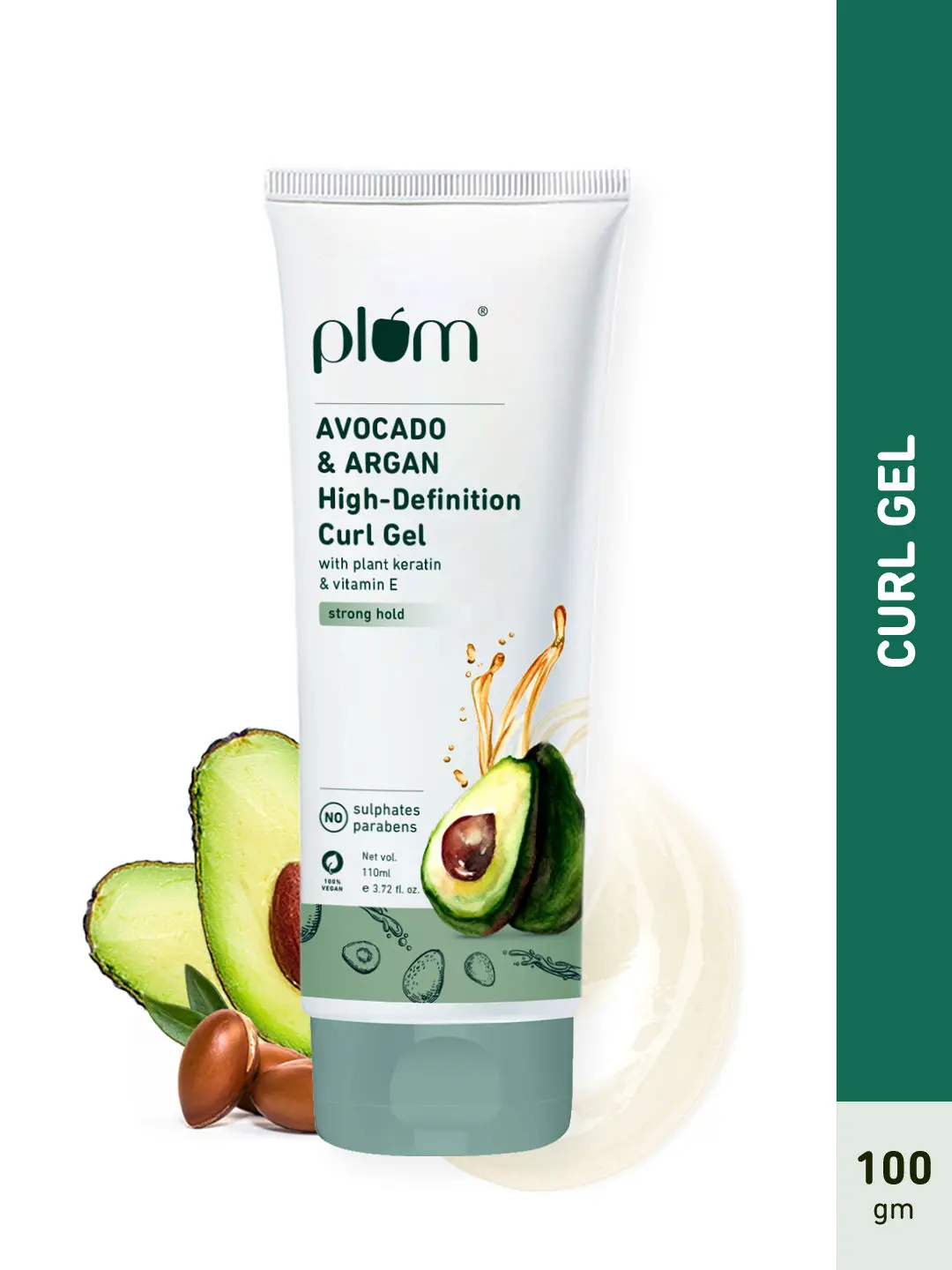 Plum Avocado & Argan High-Definition Curl Gel I Contains Avocado Oil, Argan Oil, Plant Kertain, D-Panthenol & Vitamin E I | Sulphate-Free I Paraben-Free I 100% Vegan