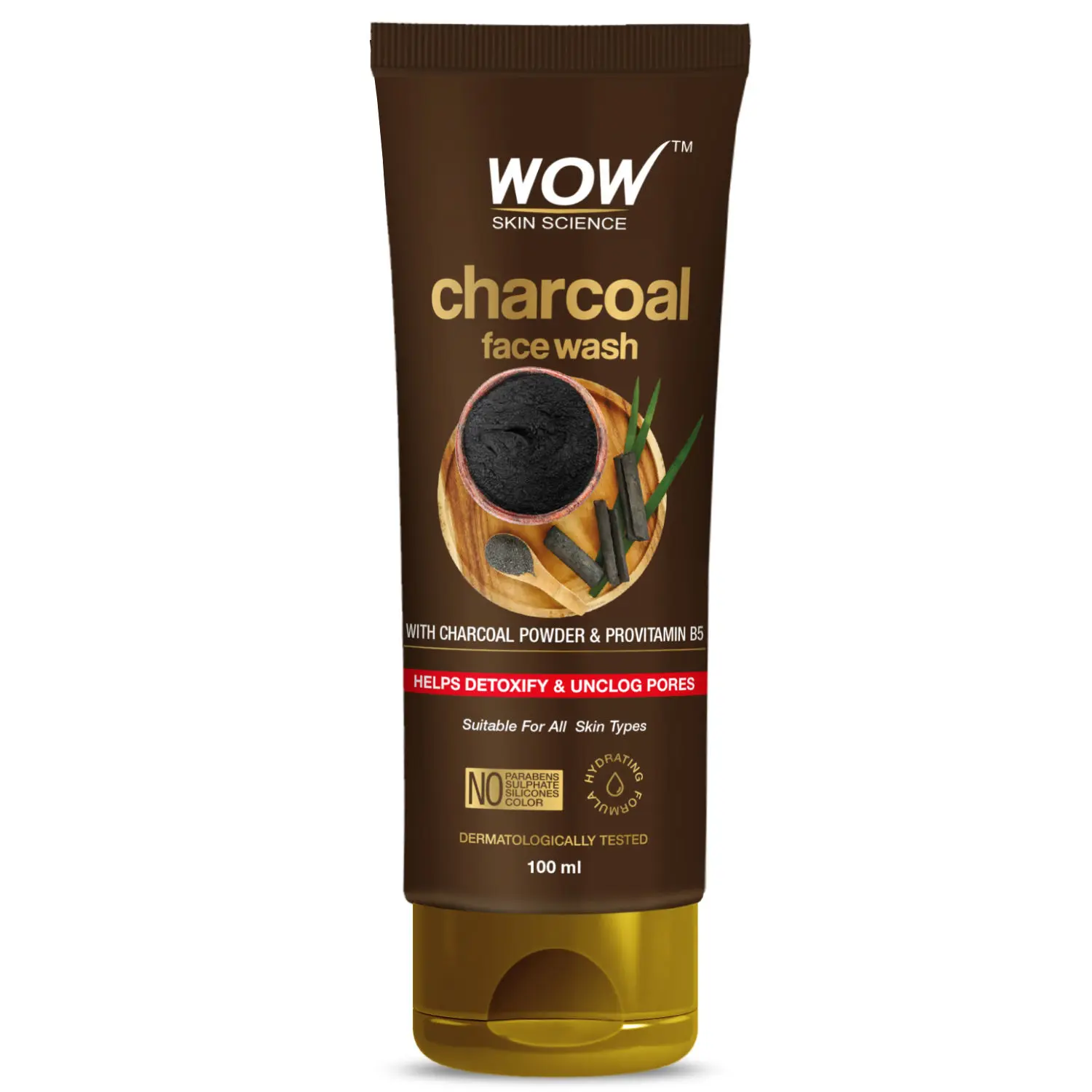 WOW Skin Science Charcoal Face Wash | Detoxifies Skin | Unclogs Pores | Lifts of Pollutants & Dirt 100ml