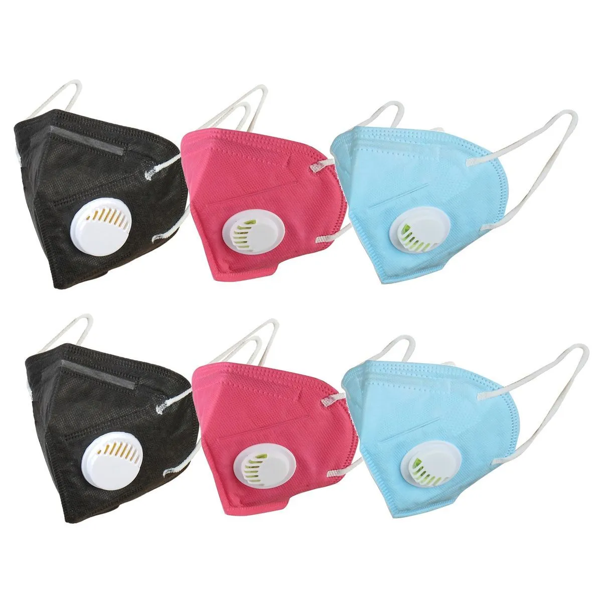 OOMPH Pack Of 6 Kn95/n95 Anti-pollution Reusable 5 Layer Mask Color: Blue Pink Black