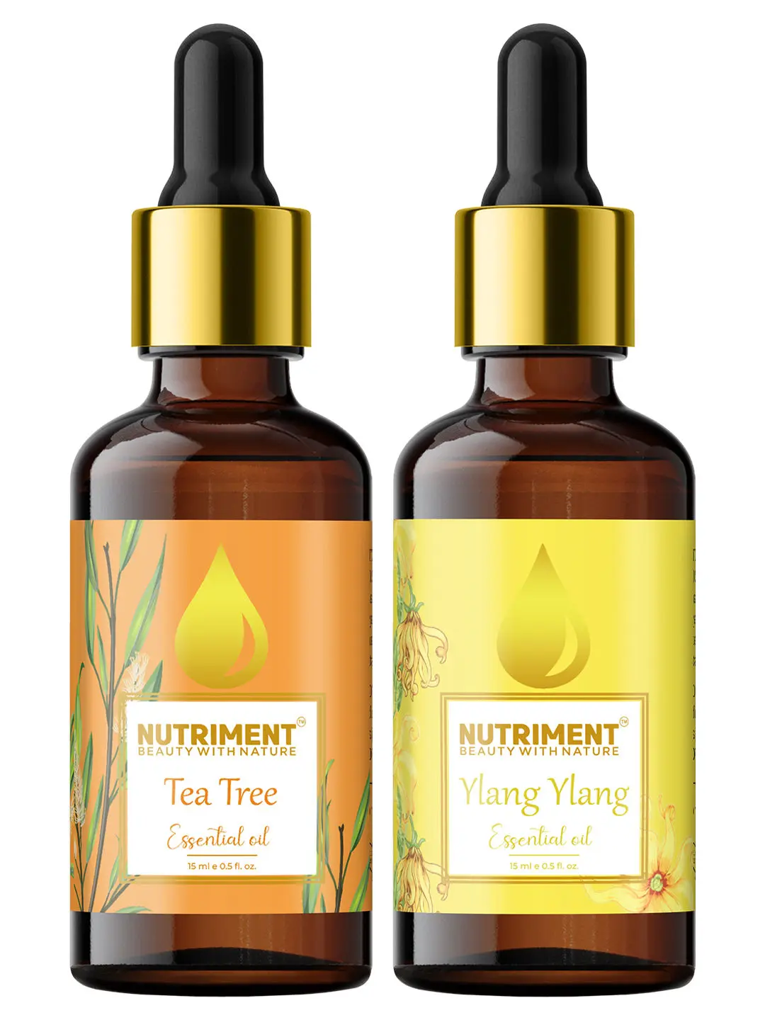 Nutriment Ylang-Ylang & Tea Tree Essential Oil, 15ml Each (Pack of 2)