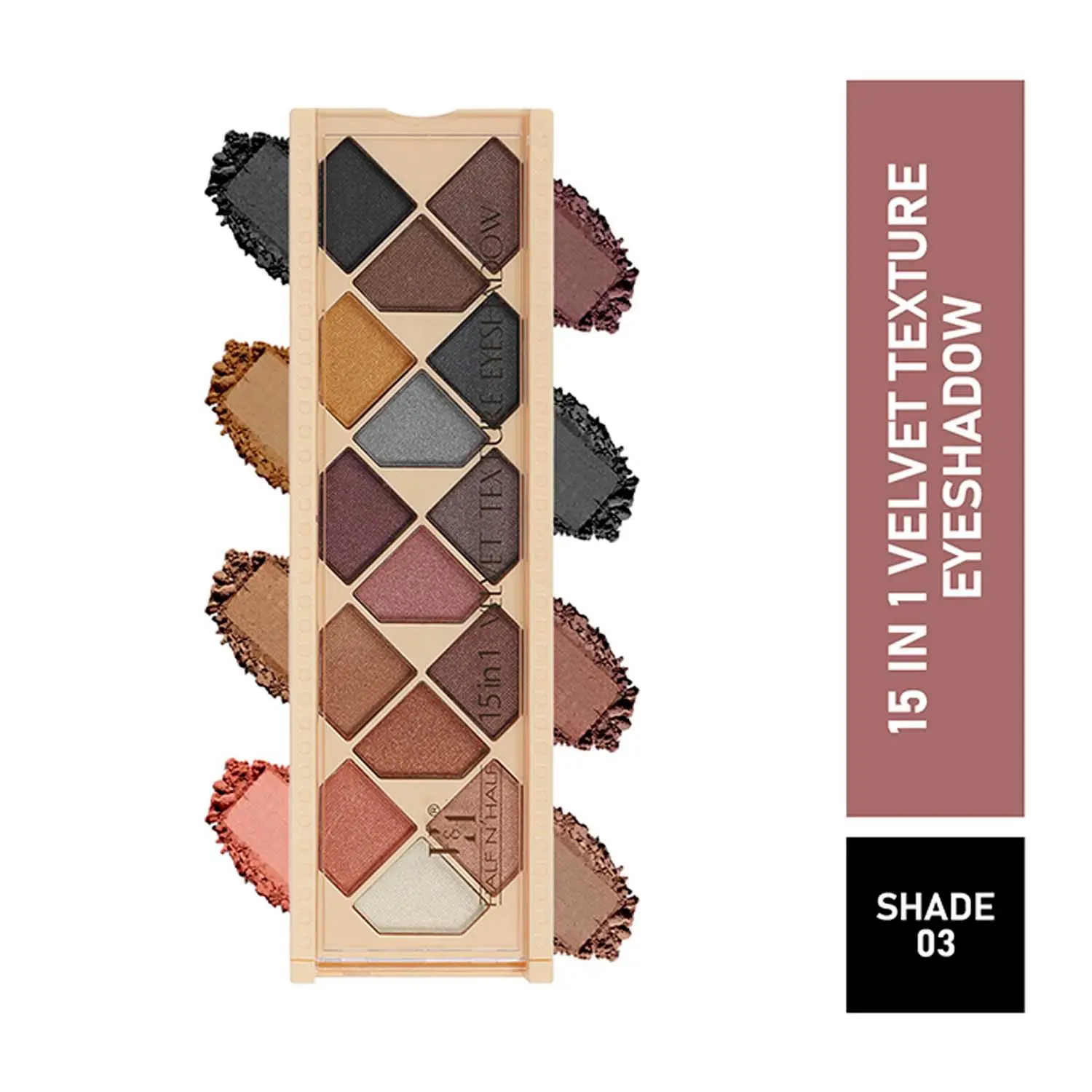 Half N Half 15 in 1 Velvet Texture Eyeshadow, Multicolour Palette-03 (12gm)