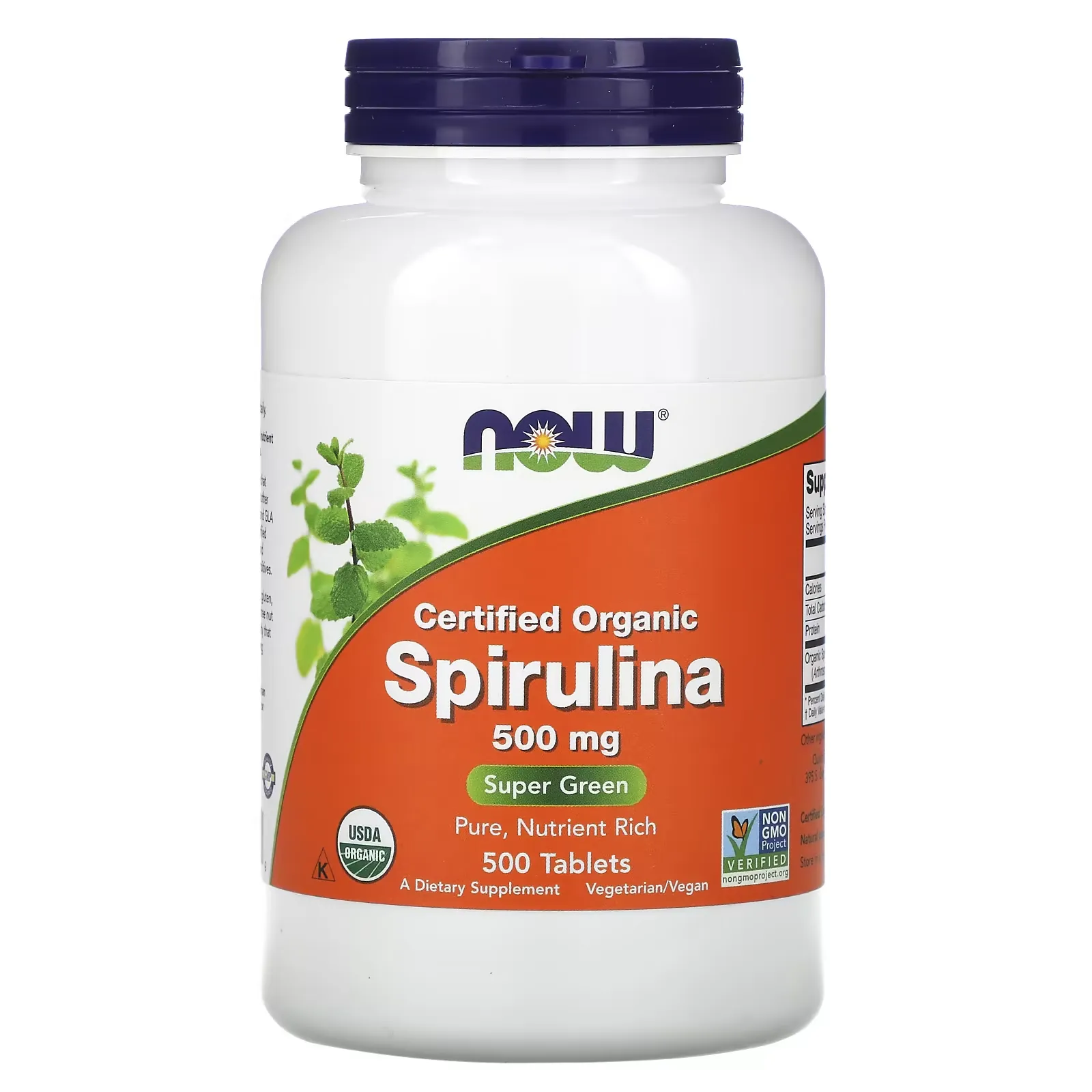 Certified Organic Spirulina, 500 mg, 500 Tablets