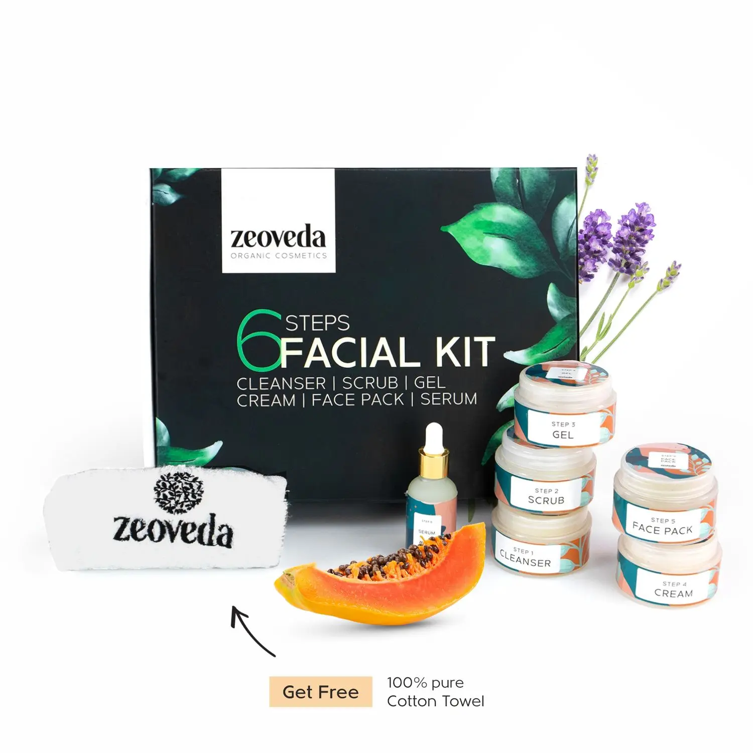 Zeoveda Skin Pore Tightening Facial Kit for Men & Women | Skin Rejuvenating | Natural Glow | Unisex Skin Care Gift for all Occasions | Sulphate & Paraben-Free | 6 Easy Steps + Free Towel