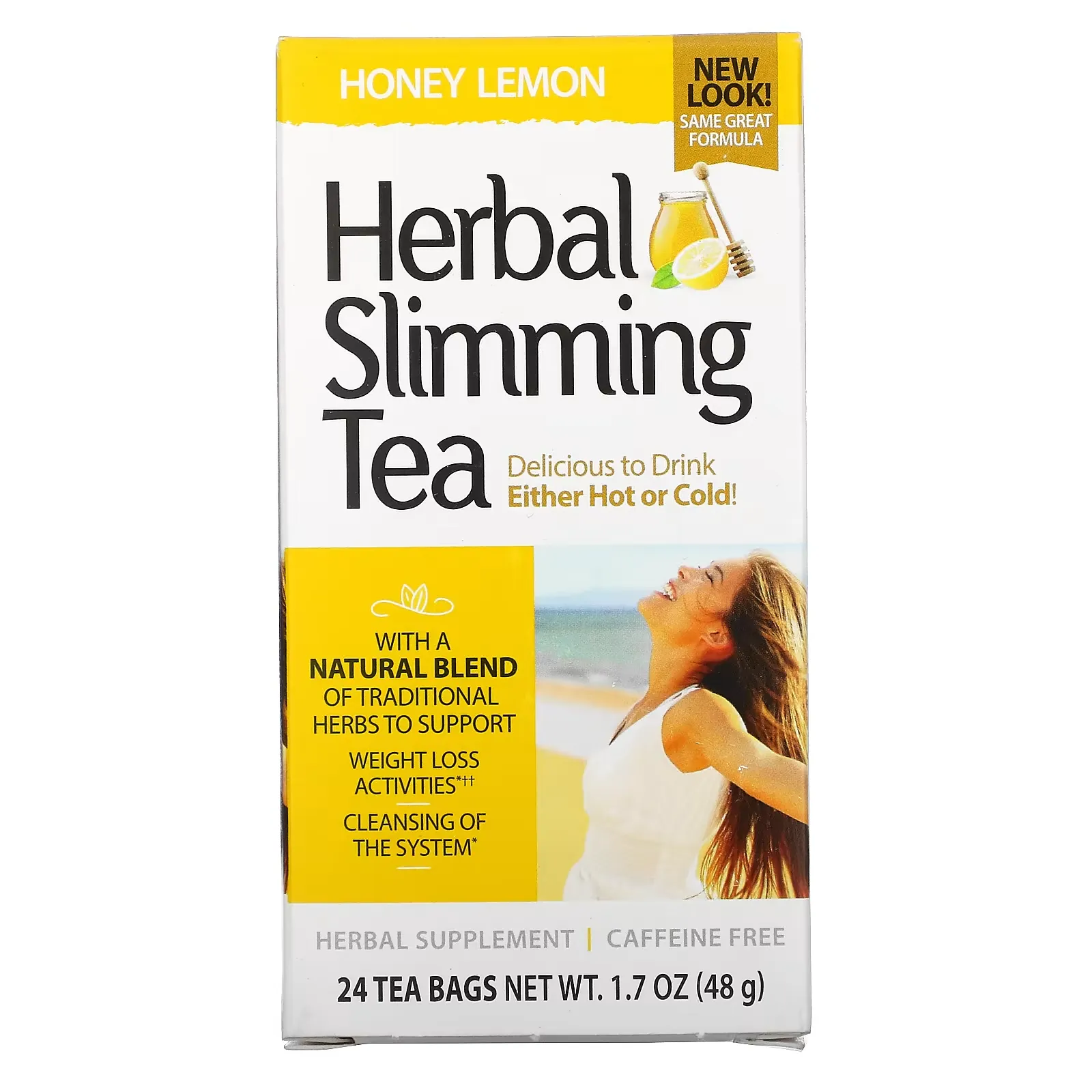 Herbal Slimming Tea, Honey Lemon, Caffeine Free, 24 Tea Bags, 1.7 oz (48 g)