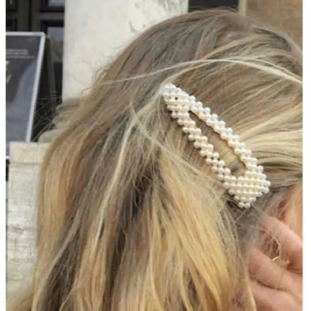 OOMPH Jewellery Gold Tone Geometric Shape Pearl Party Hair Clips Hairpin For Women & Girls