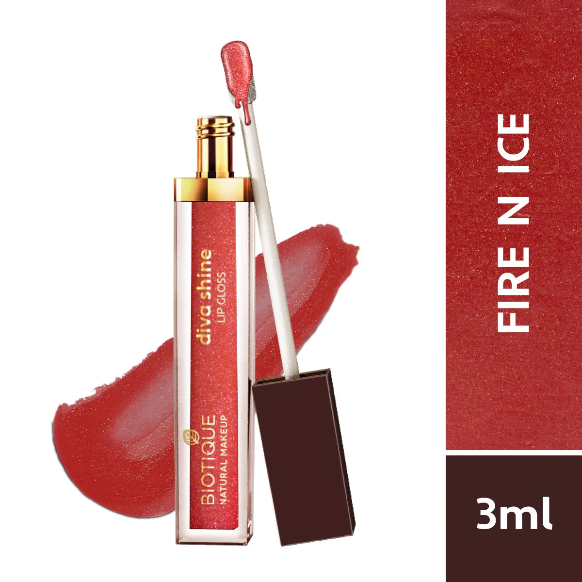 Biotique Natural Makeup Diva Shine Lip Gloss - Fire-N-Ice