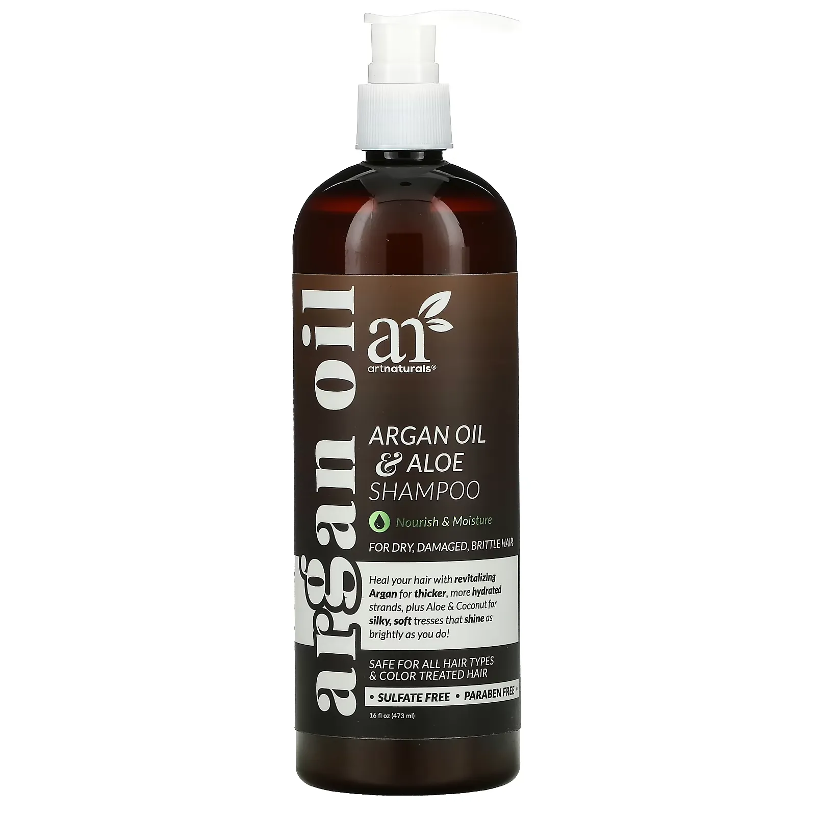 Argan Oil & Aloe Shampoo, For Dry, Damaged, Brittle Hair, 16 fl oz (473 ml)