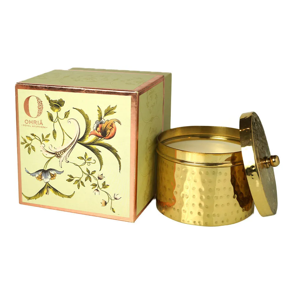 Ohria Ayurveda Raatrani & Mint Luxury Brass Candle