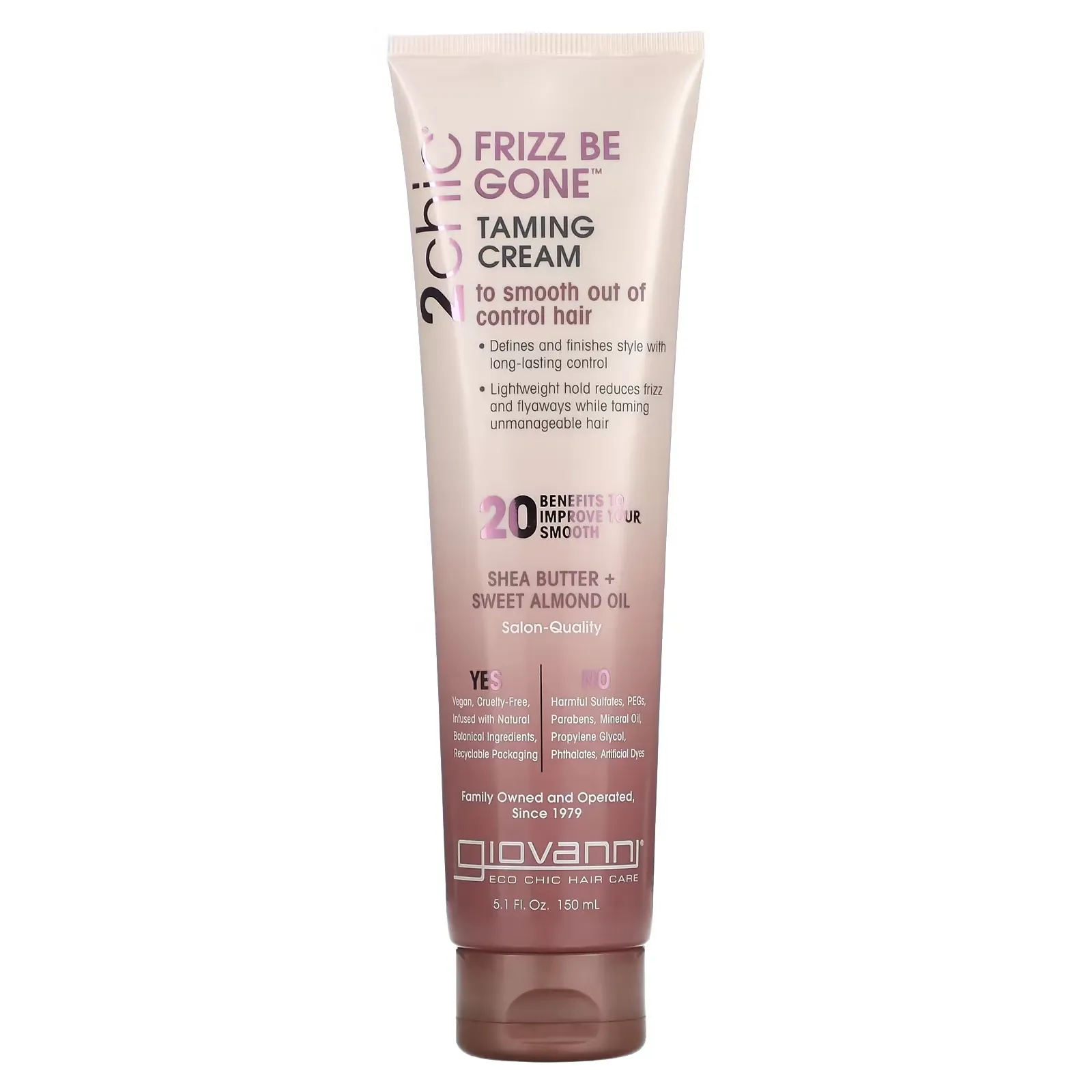 2chic, Frizz Be Gone Taming Cream, Shea Butter + Sweet Almond Oil, 5.1 fl oz (150 ml)