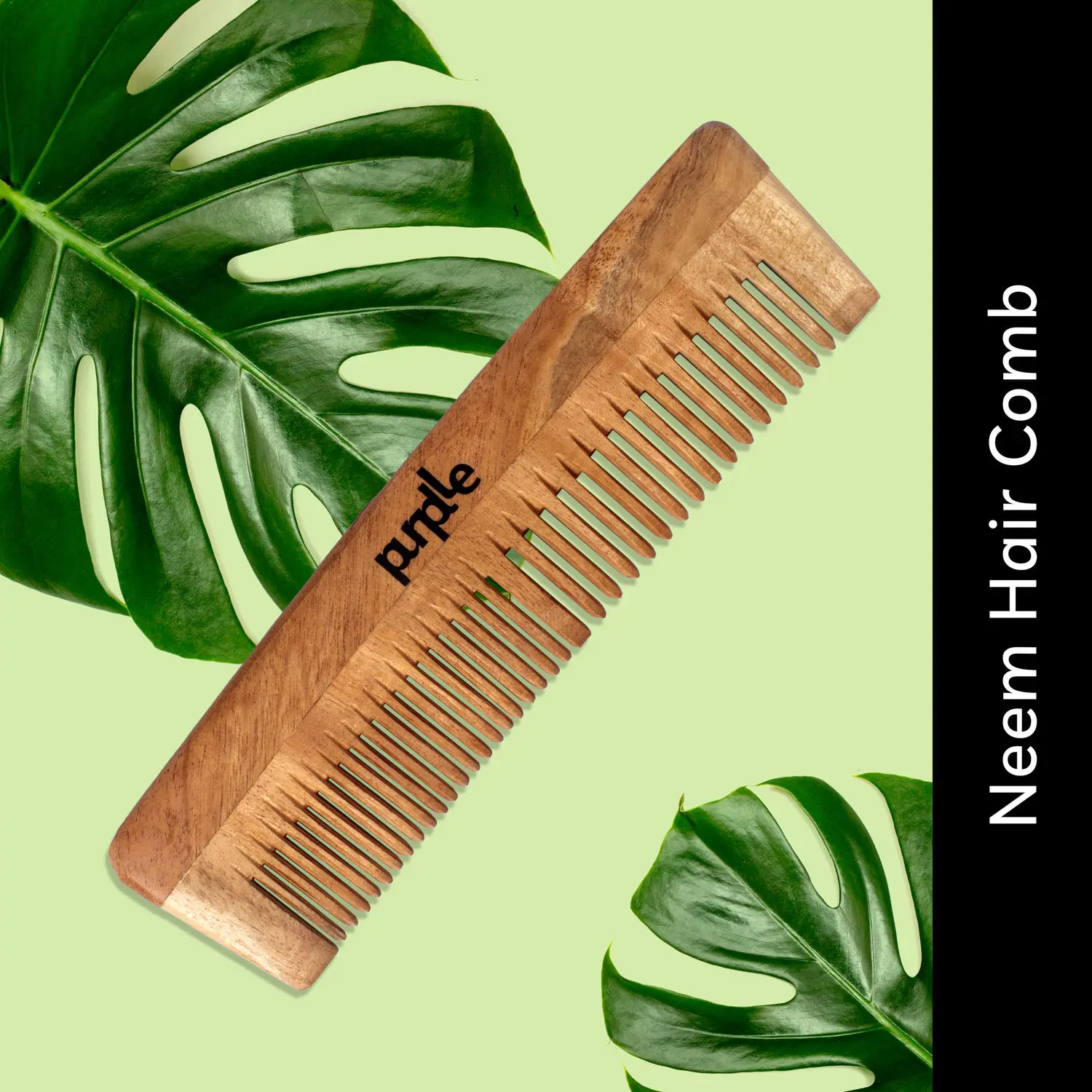Purplle Natural Tress - Free Wooden Comb - Big | Organic Neem Wood