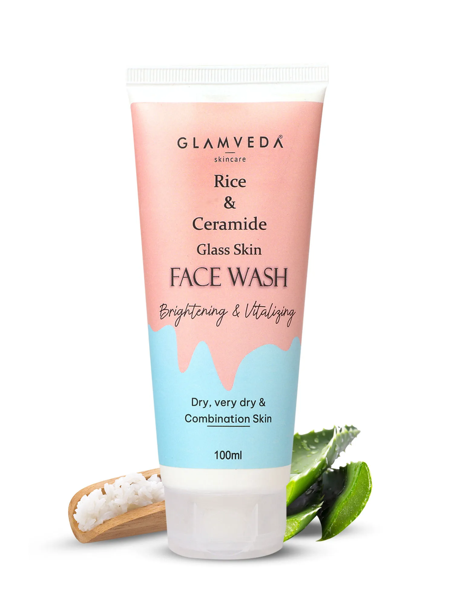 Glamveda Rice Water & Ceramide Glass Skin Brightening & Vitalizing Face Wash