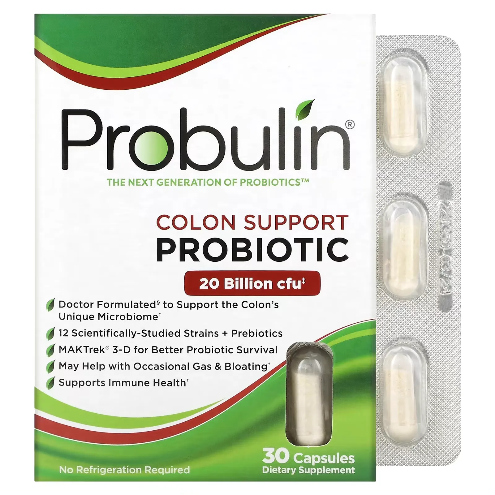 Colon Support Probiotic, 20 Billion CFU, 30 Capsules