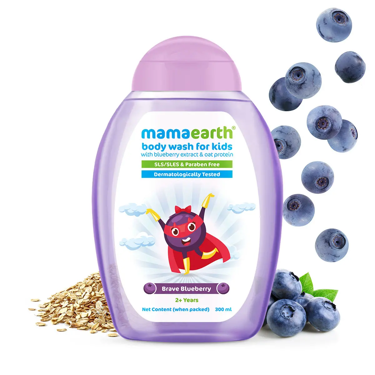 Mamaearth Brave Blueberry Body Wash For Kids with Blueberry & Oat Protein - 300 ml