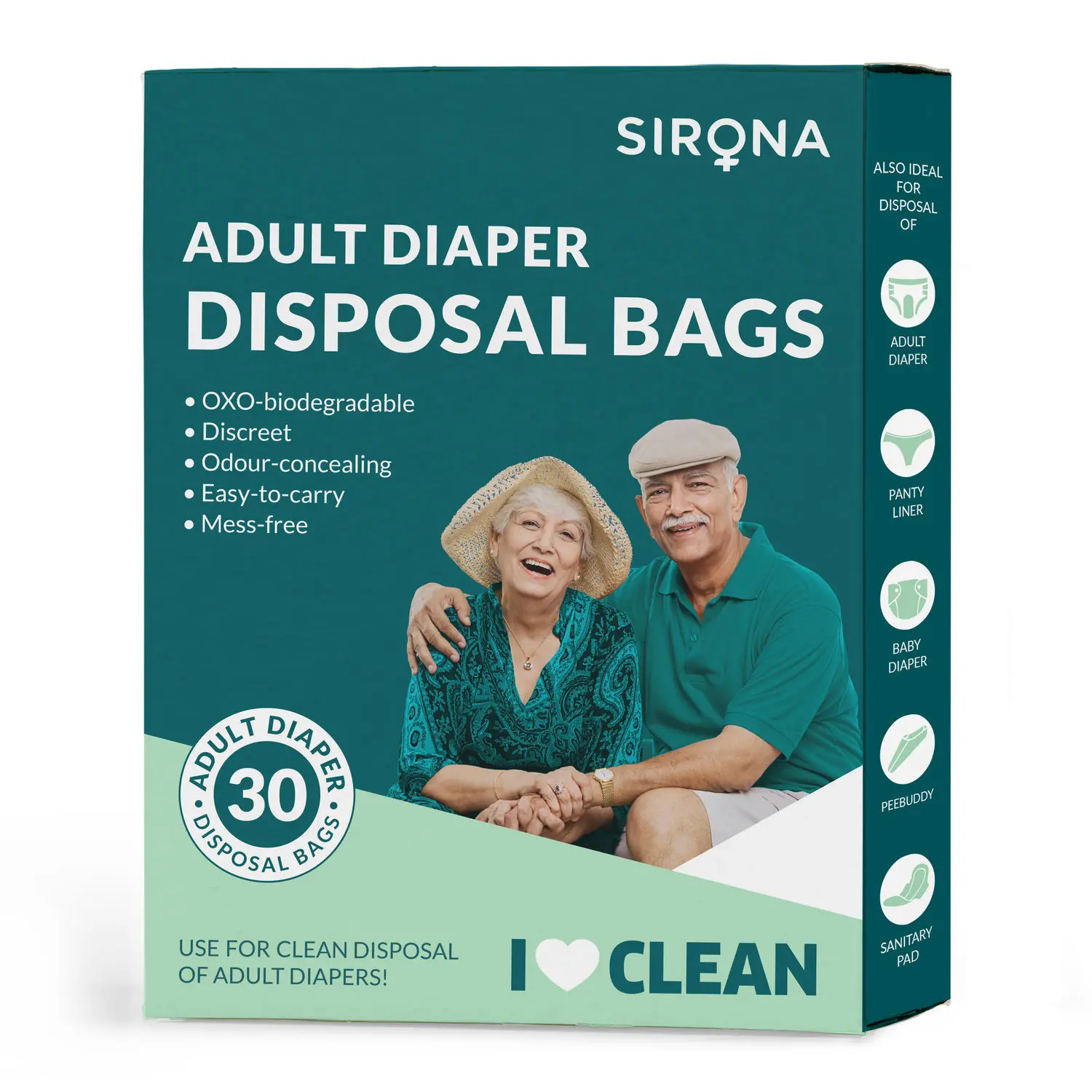 Sirona Premium Adult Diaper Disposal Bags - 30 Bags