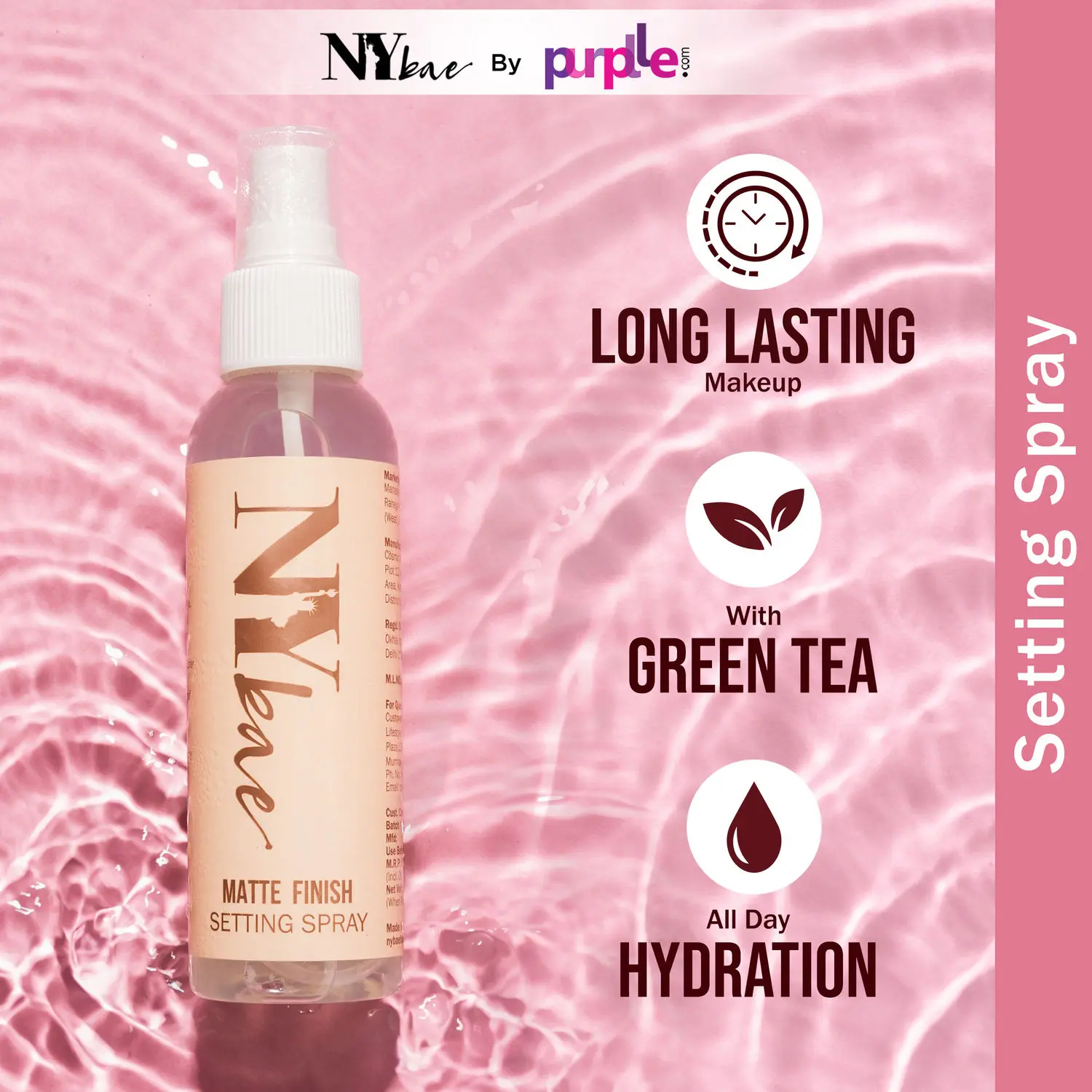 NY Bae Matte Setting Spray | Makeup Fixer | Long Lasting Makeup | Hydrating | With Green Tea Extracts | For Normal to Oily Skin | 120 ml