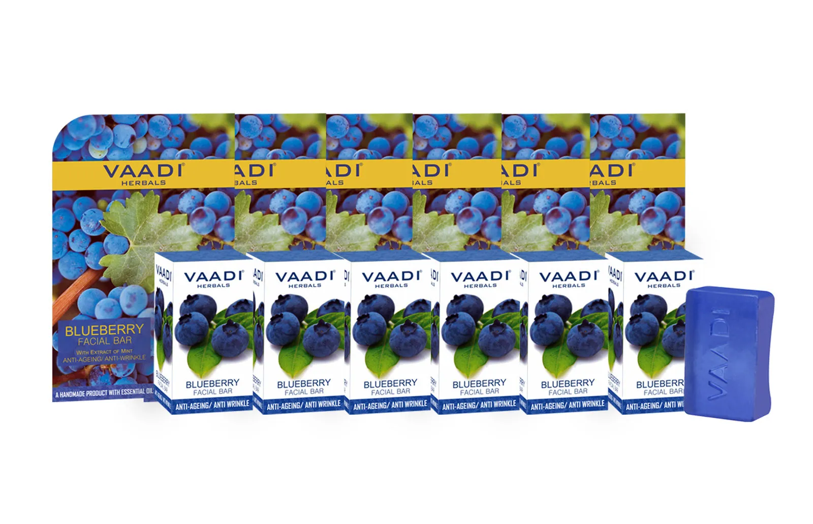 Vaadi Herbals Super Value Pack Of 6 Blueberry Facial Bar With Extract Of Mint