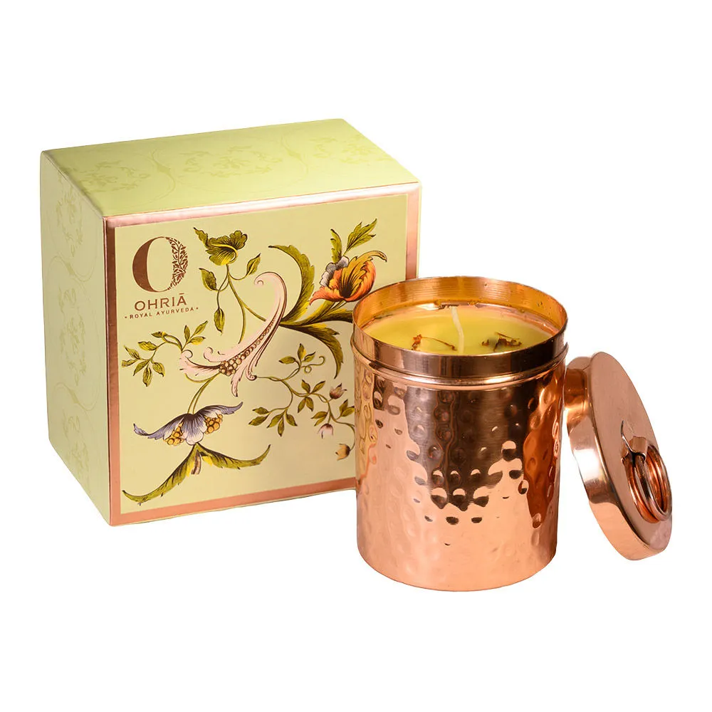 Ohria Ayurveda Sandalwood & Kesar Luxury Brass Candle