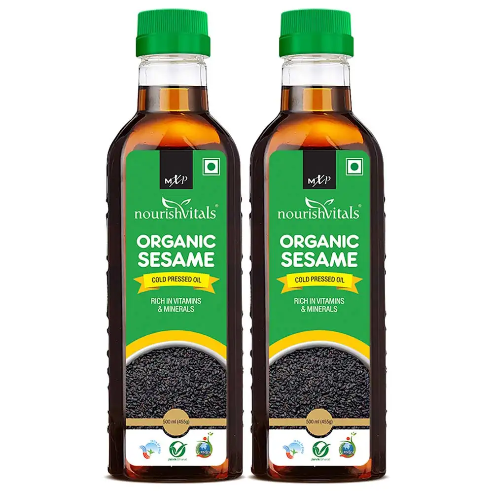 NourishVitals Organic Sesame Cold Pressed Oil - Pack of 2,  500 ml