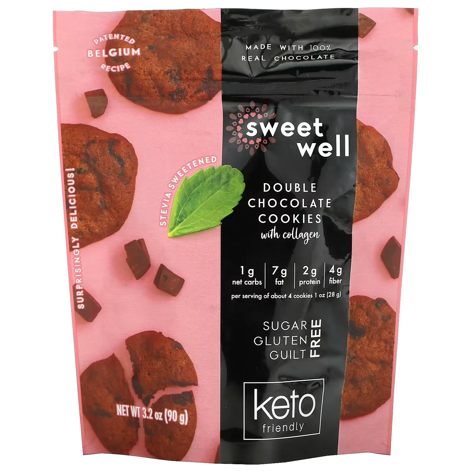 Keto Cookies, with Collagen, Double Chocolate, 3.2 oz (90 g)