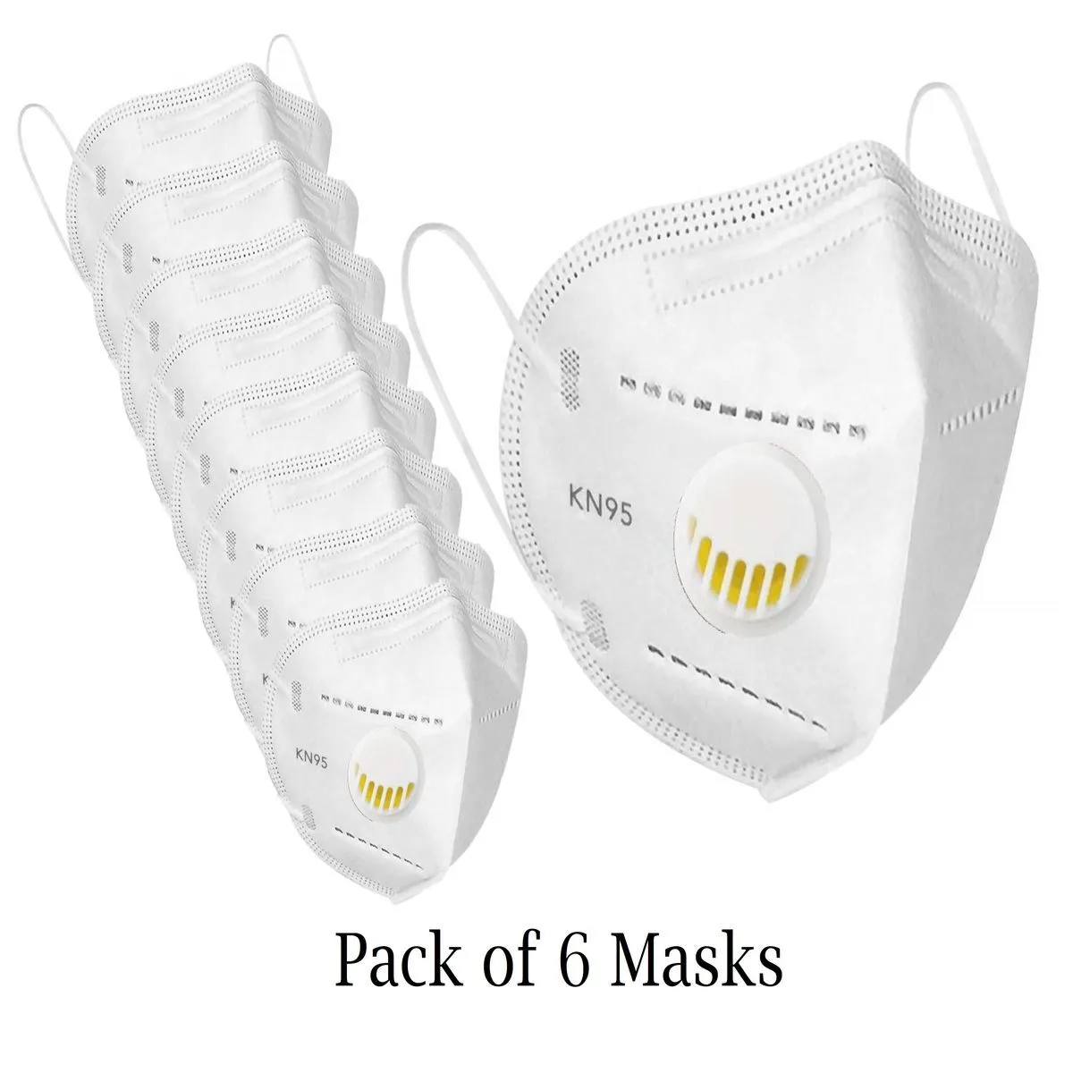 Fabula White KN95 Anti-Pollution Mask with Respirator Valve Pack of 6