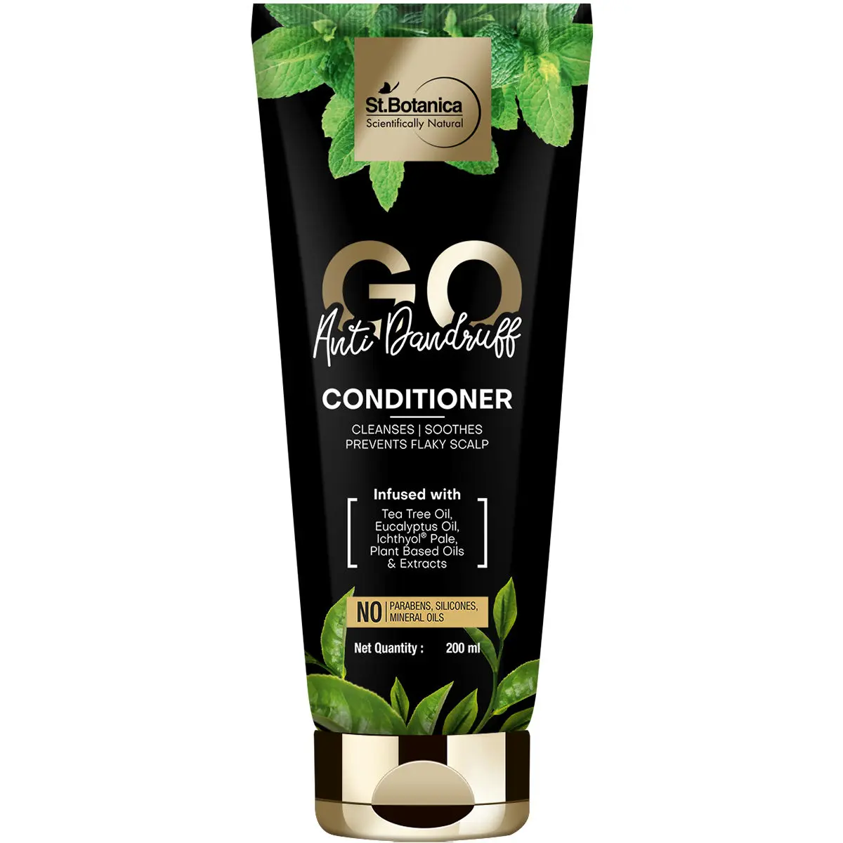 StBotanica GO Anti-Dandruff Hair Conditioner - With Ichthyol Pale, Tea Tree, Eucalyptus Oil, Plant Based Extracts, No SLS / Sulphate, Paraben, Silicones, Colors, 200ml