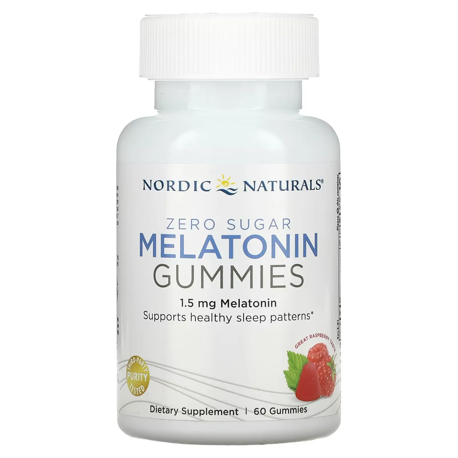 Zero Sugar Melatonin Gummies, Raspberry, 1.5 mg, 60 Gummies