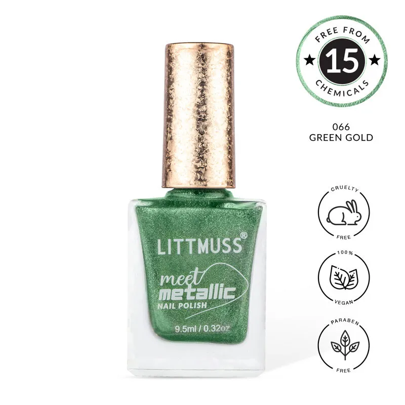 Littmuss Nail Polish Meet Metallic Nail Paint - Green Gold - 066