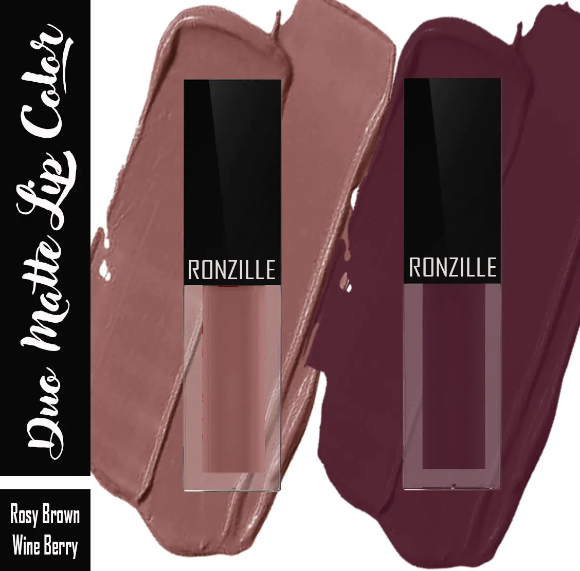 Ronzille Lightweight Duo Liquid Lipstick Infused with Jojoba oil and Vitamin E -09,12