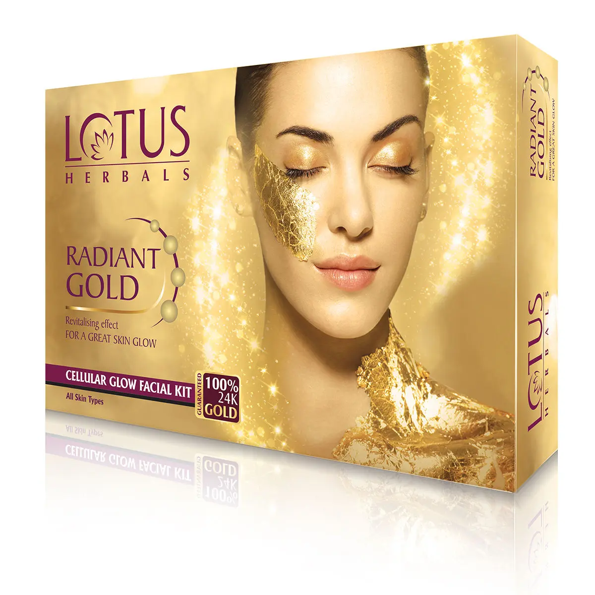 Lotus Herbals Radiant Gold Cellular Glow 1 Facial Kit | With 24K Gold leaves | For Skin Glow | All Skin Types | 37g