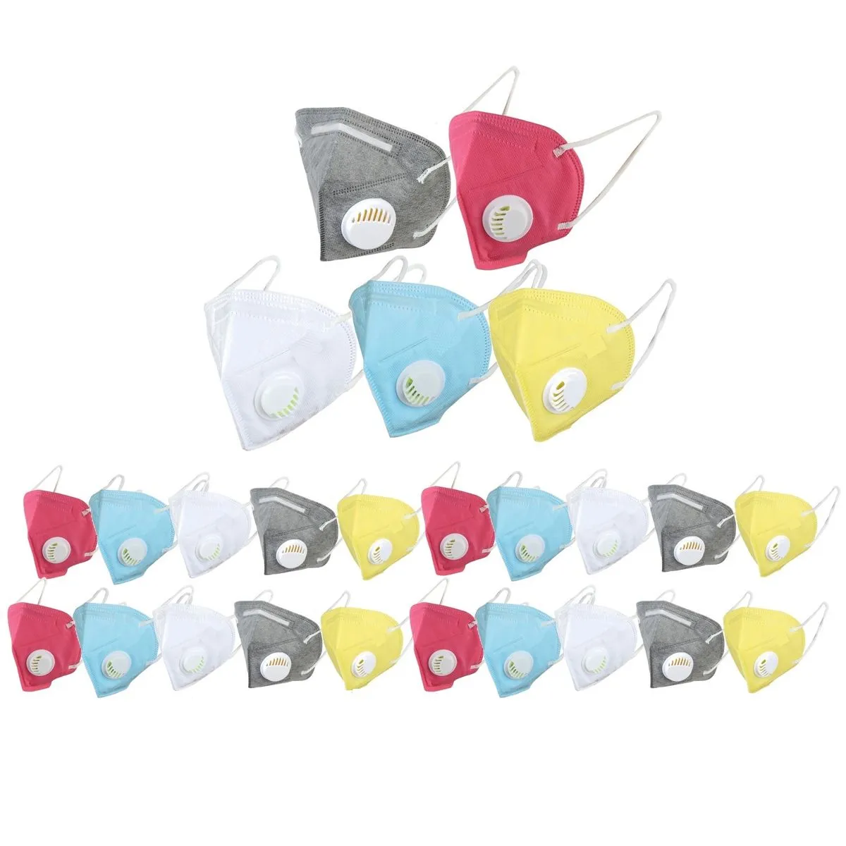 OOMPH Pack Of 25 Kn95/n95 Anti-pollution Reusable 5 Layer Mask Color: White,blue,yellow,grey,pink