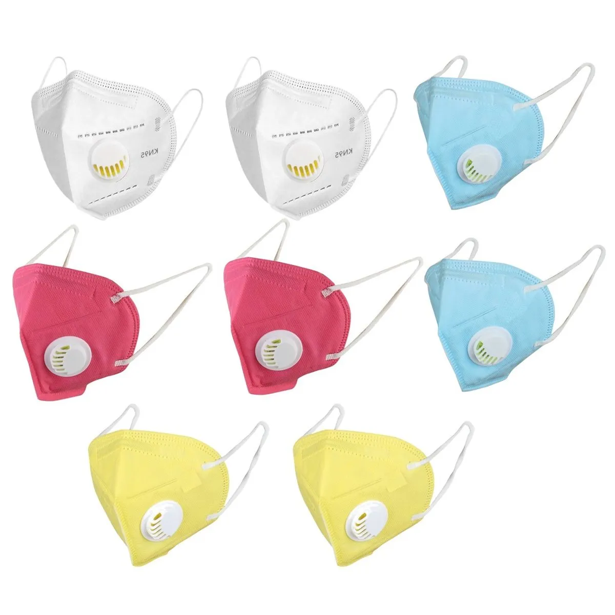 OOMPH Pack Of 8 Kn95/n95 Anti-pollution Reusable 5 Layer Mask Color: White,blue,yellow,pink