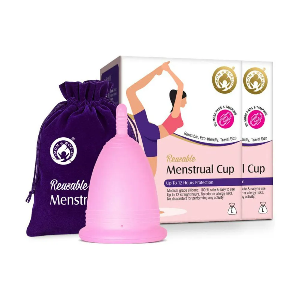 Mom & World Medical Grade Silicone, Odor And Rash Free Reusable Menstrual Cup - Large