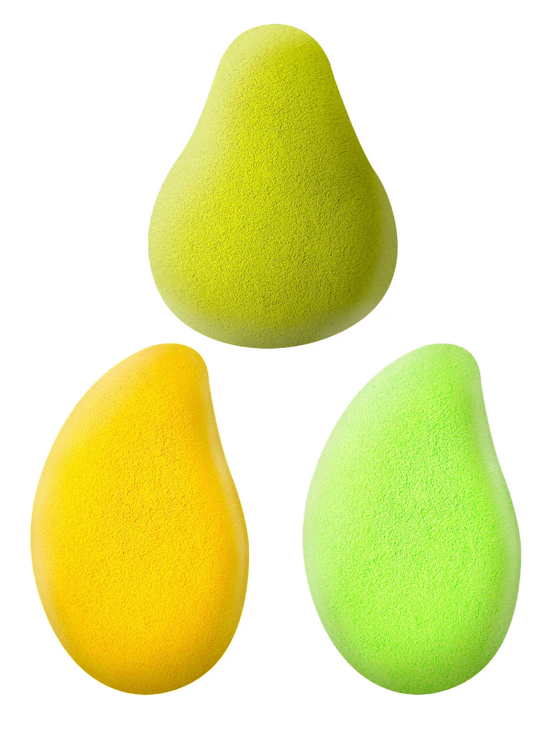 AYA Makeup Sponge Puff (Colour May Vary) - Pack of 3, Mango and Avacoda Shapes