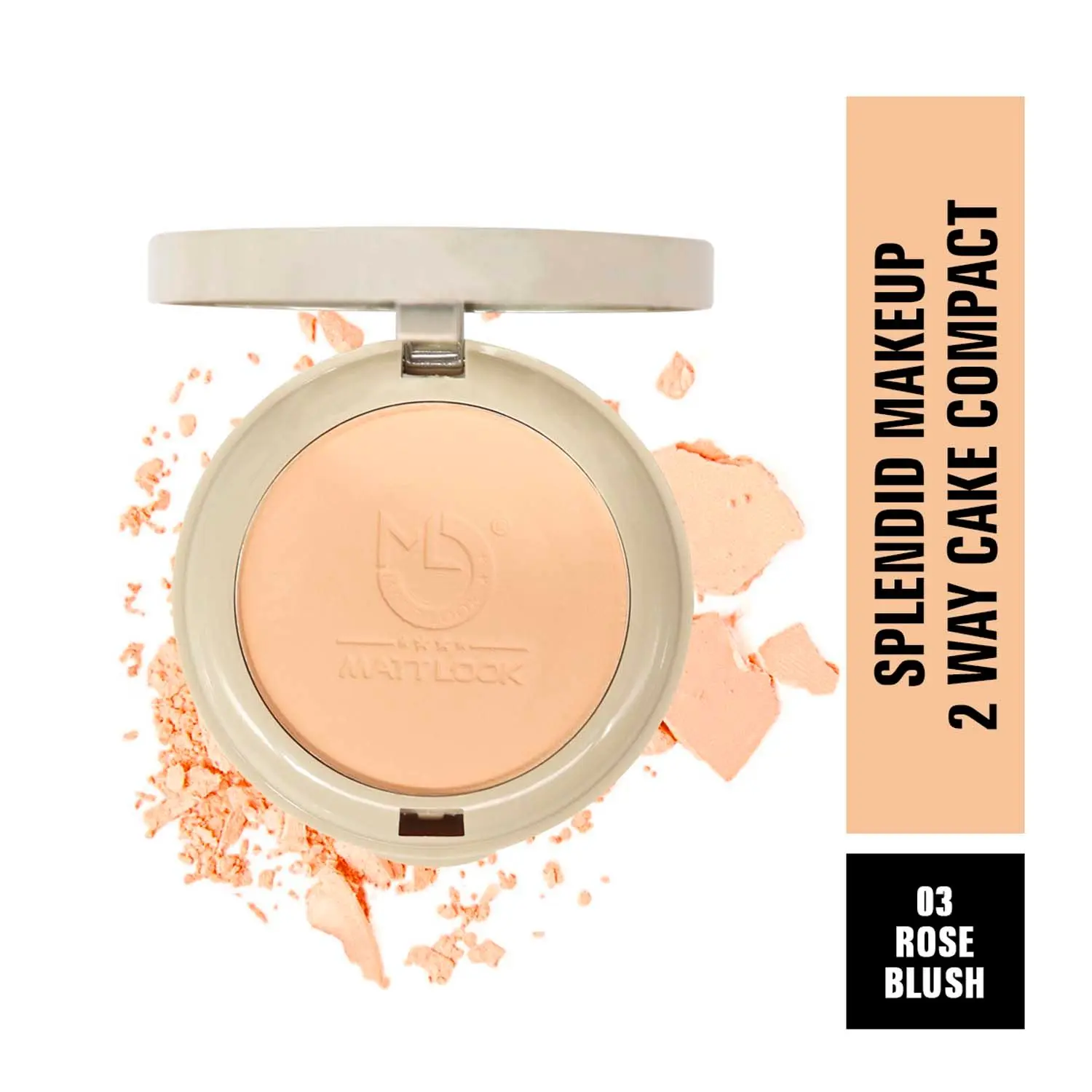 Matt look Splendid Makeup 2 Way Cake Compact, Clear Without Flaws, Rose Blush (20gm)