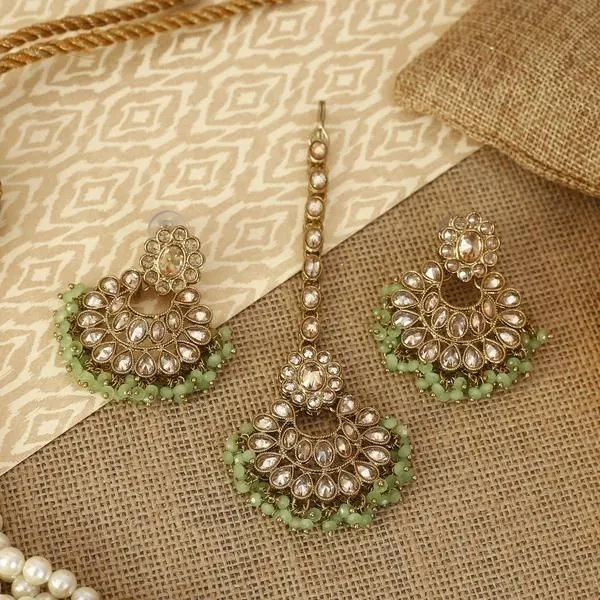 Bling Bag Minty Crystals Maang Tikka Set