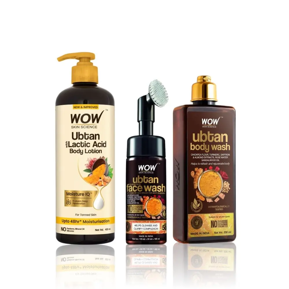 WOW Skin Science Ubtan Everyday Go-to Kit (Ubtan Body wash (250 ml) + Ubtan Foaming Facewash(150 ml) + Ubtan Body Lotion (400 ml))